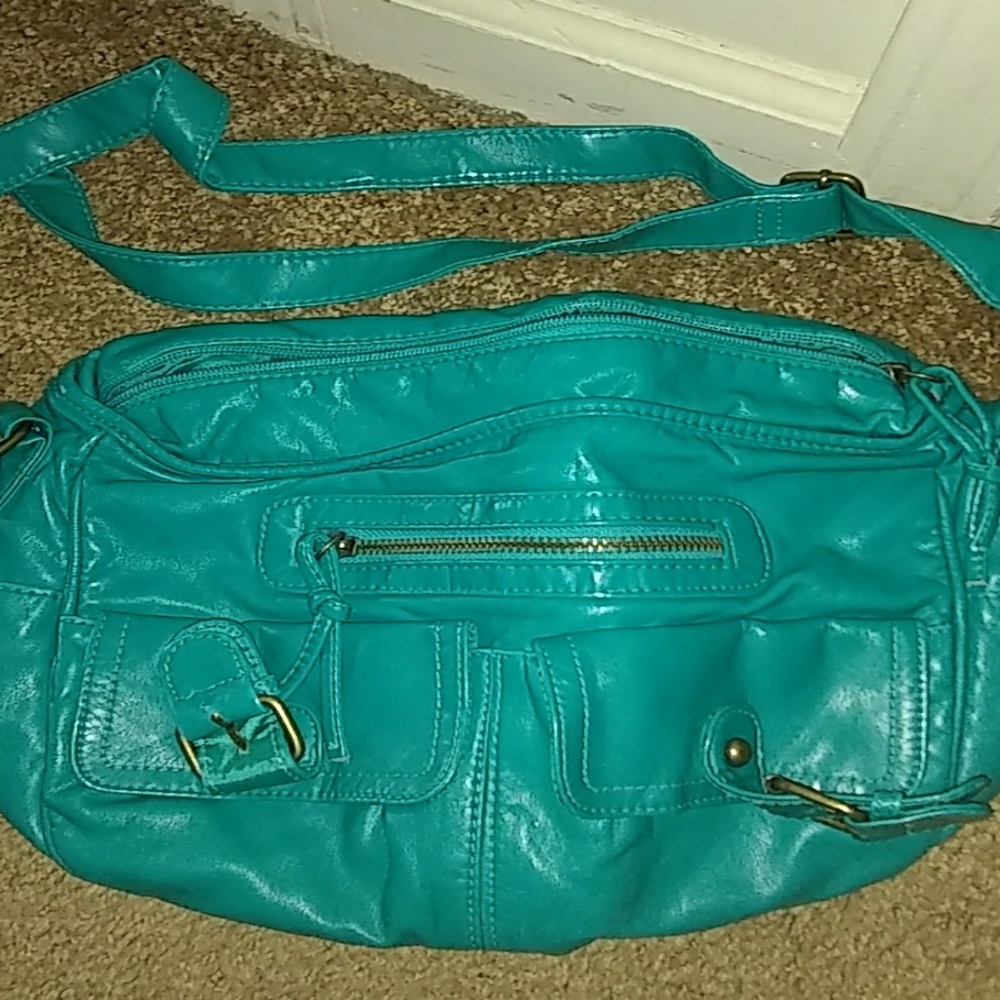 Teal satchel purse